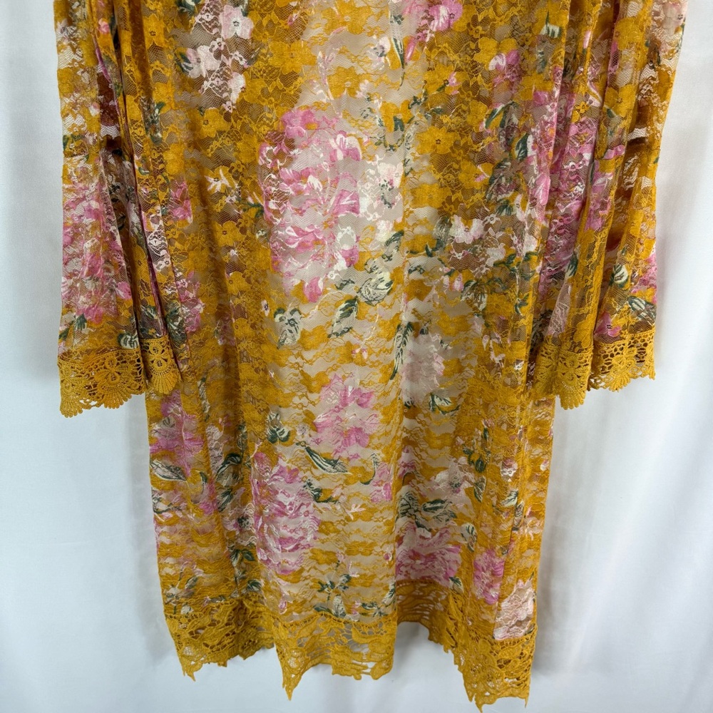 Jolie & Joy Women's Floral Lace Sz:M Sheer Bell Sleeve Duster Cardigan kimono - Picture 12 of 12